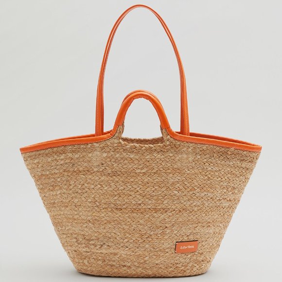 NWT & Other Stories Leather Trimmed Straw Tote - Picture 5 of 11